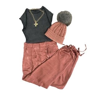 Women’s Dusty Pink Silky Cargo Pants